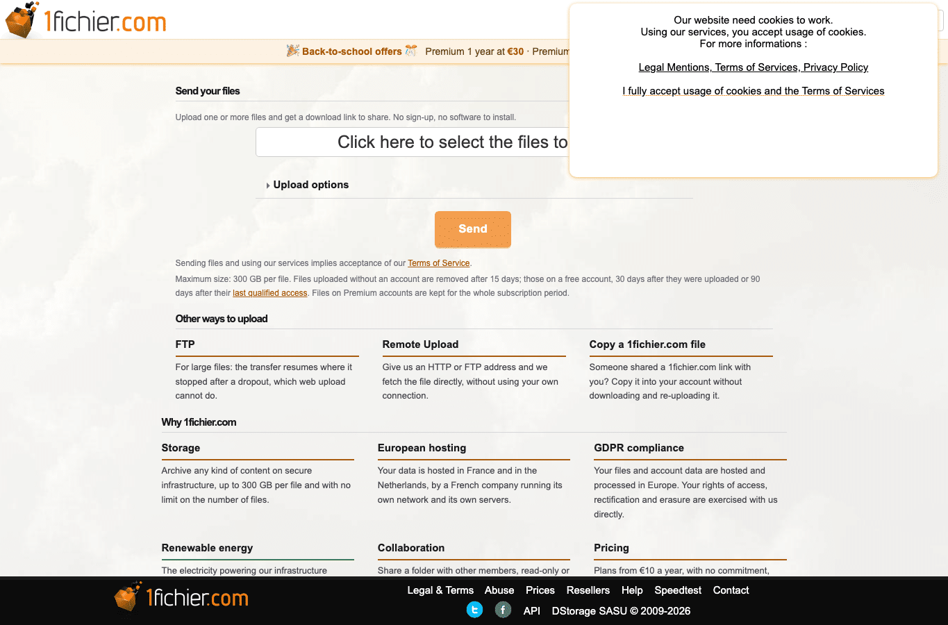Screenshot preview of 1fichier.com