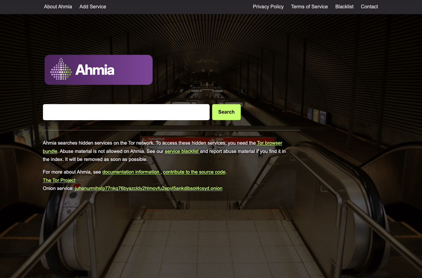 Screenshot preview of ahmia.fi