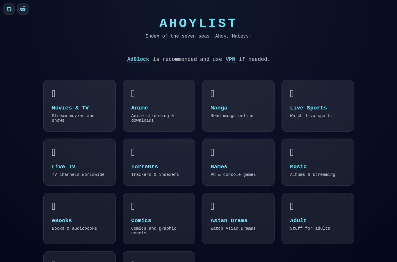 Screenshot preview of ahoylist.net