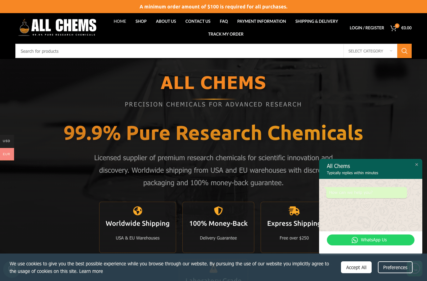 Screenshot preview of all-chems.com