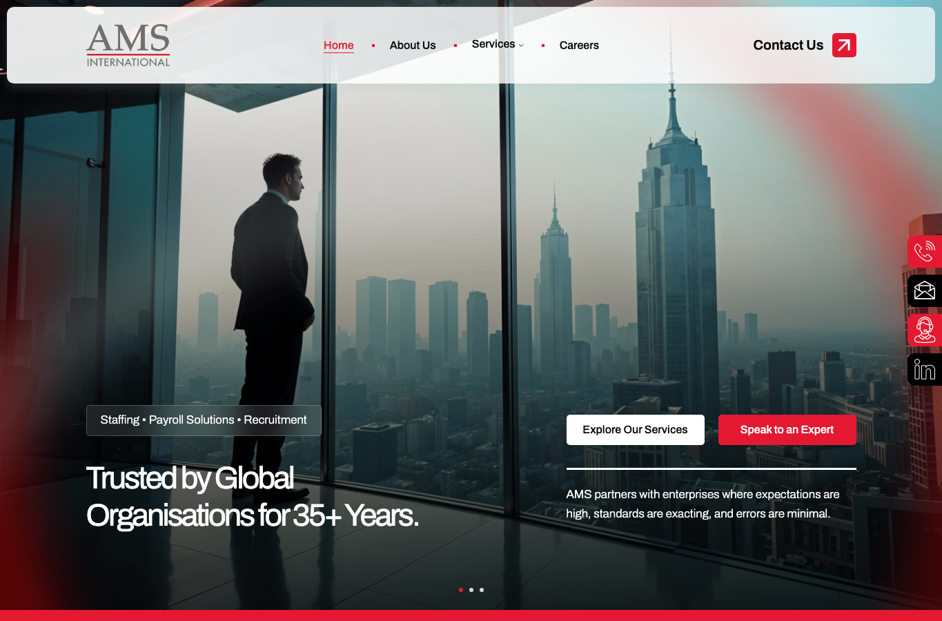 Screenshot preview of ams-int.com