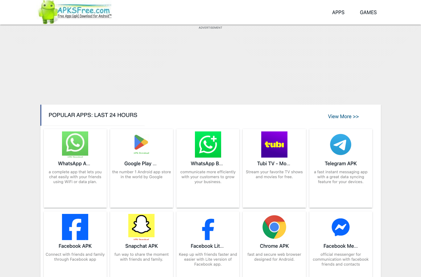 Screenshot preview of androidapks.com