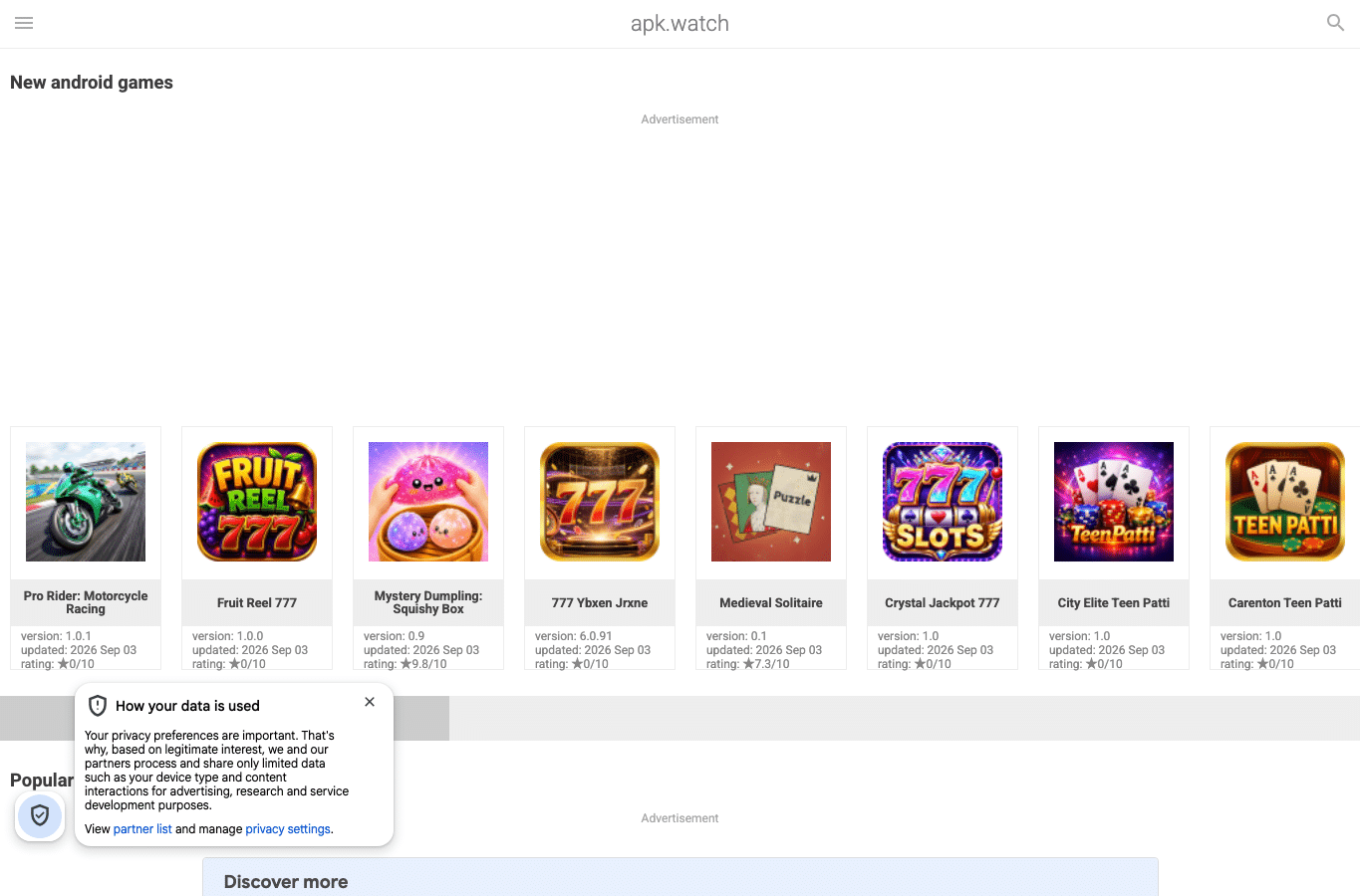 Screenshot preview of apk.watch
