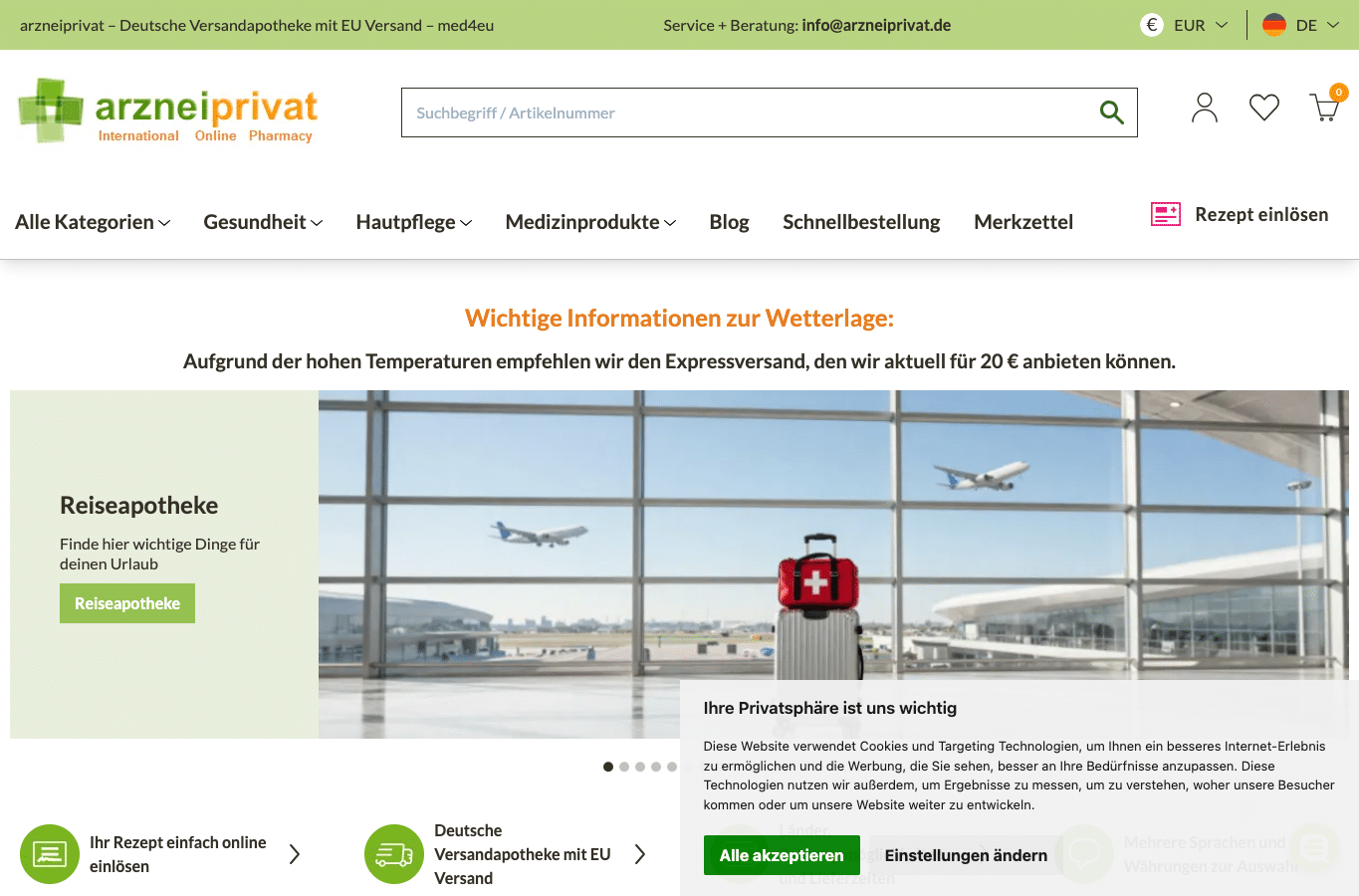 Screenshot preview of arzneiprivat.de