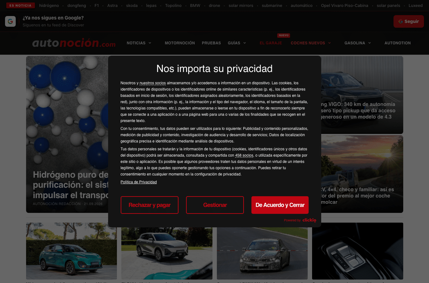 Screenshot preview of autonocion.com