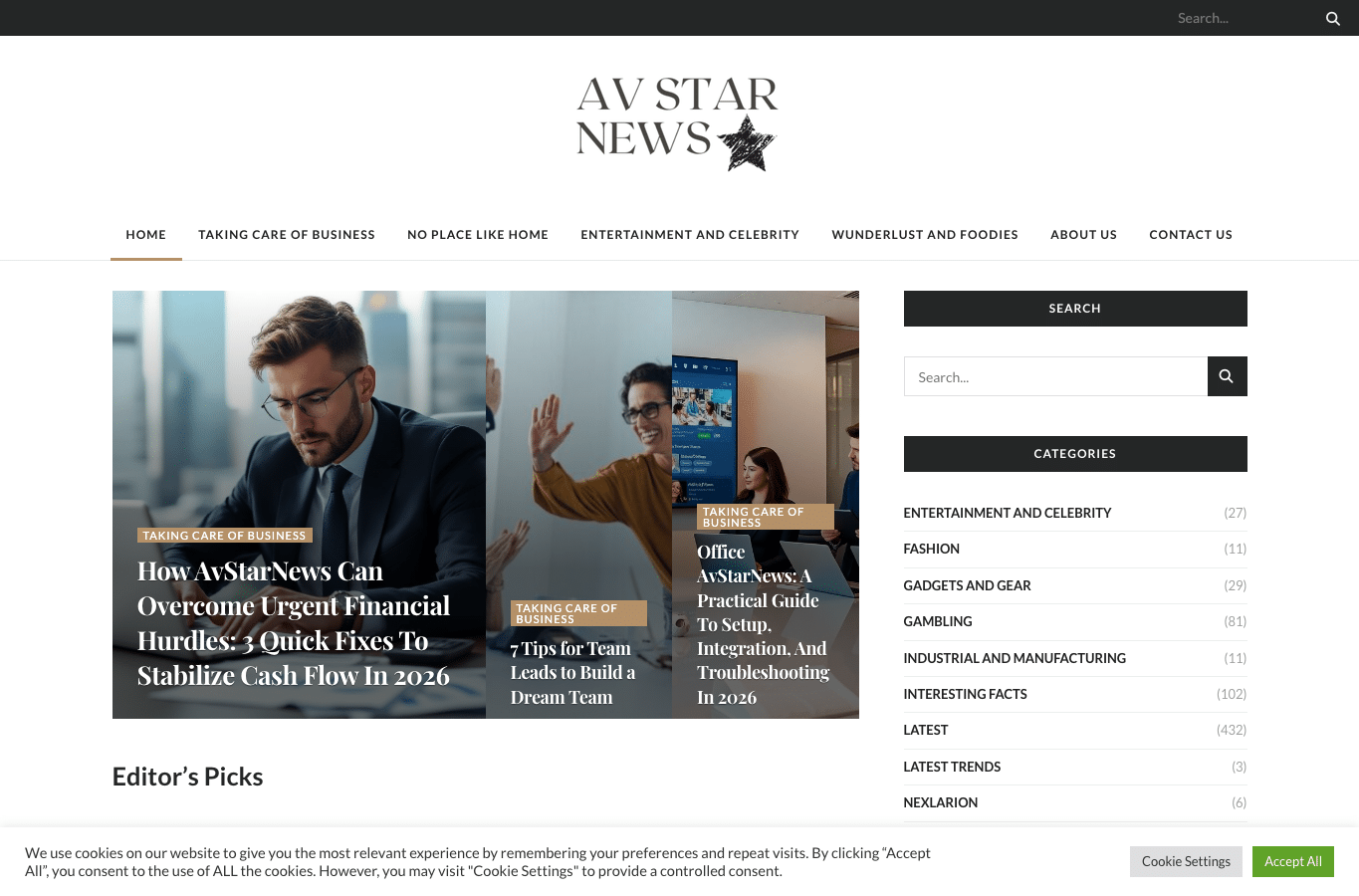 Screenshot preview of avstarnews.com