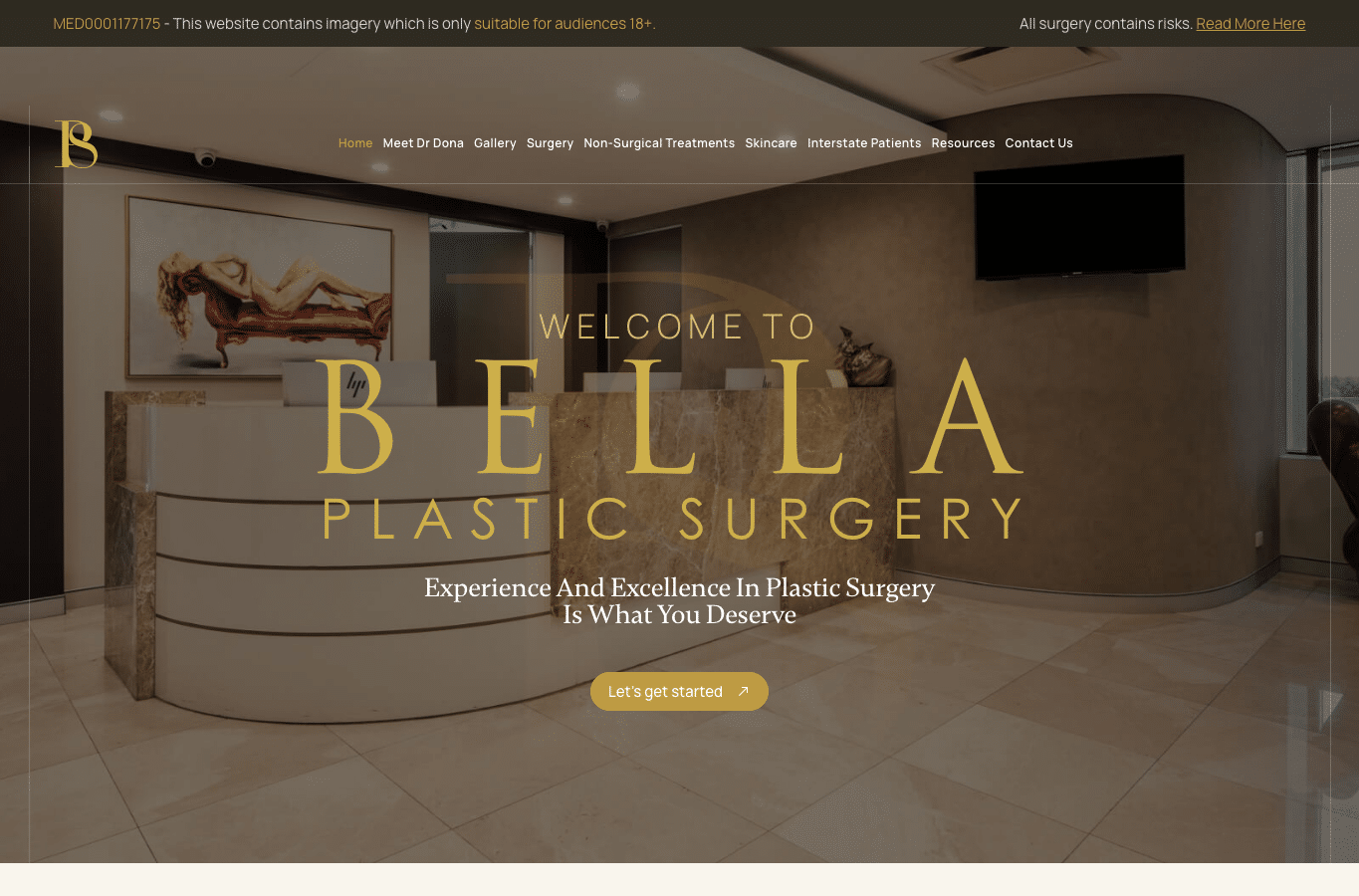 Screenshot preview of bellaplasticsurgery.com.au