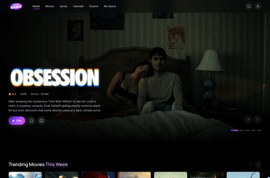 Screenshot preview of bingebang.tv