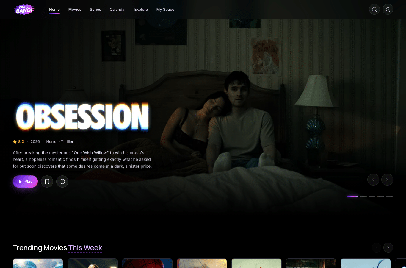 Screenshot preview of bingebang.tv