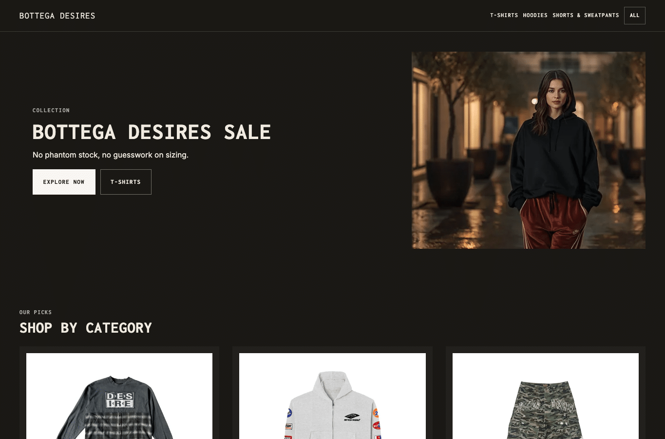 Screenshot preview of bottegadesiresoutlet.com
