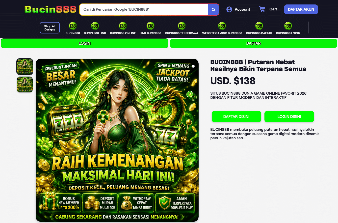 Screenshot preview of bucin888.com