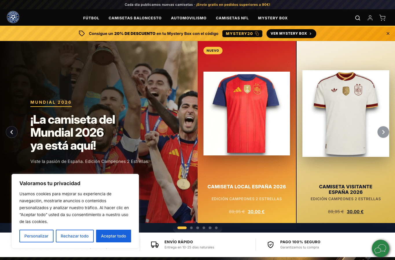 Screenshot preview of camisetasfutbolymas.com