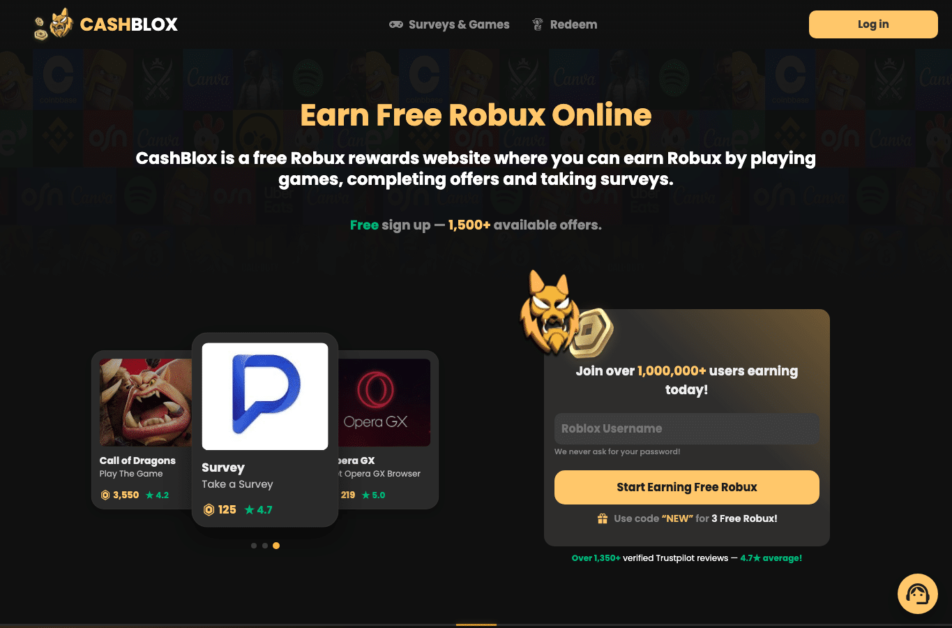 Screenshot preview of cashblox.gg