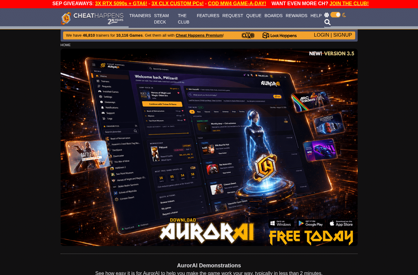 Screenshot preview of cheathappens.com