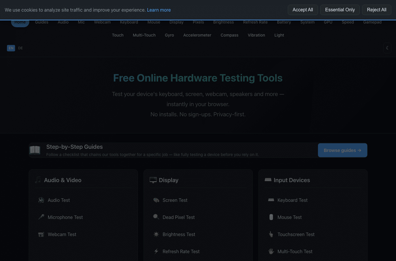 Screenshot preview of checkadevice.com