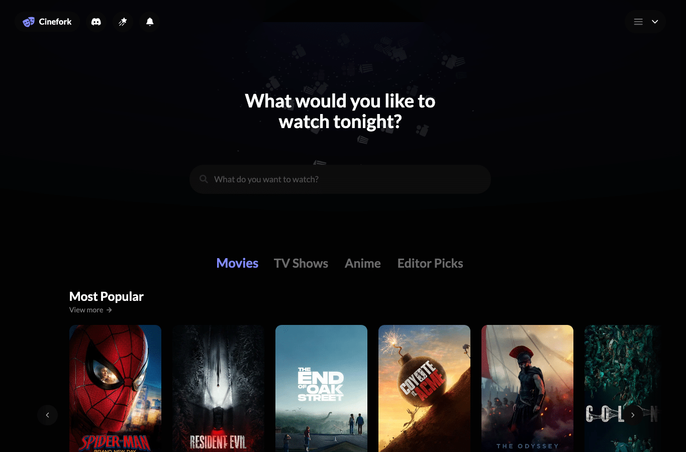 Screenshot preview of cinefork.net