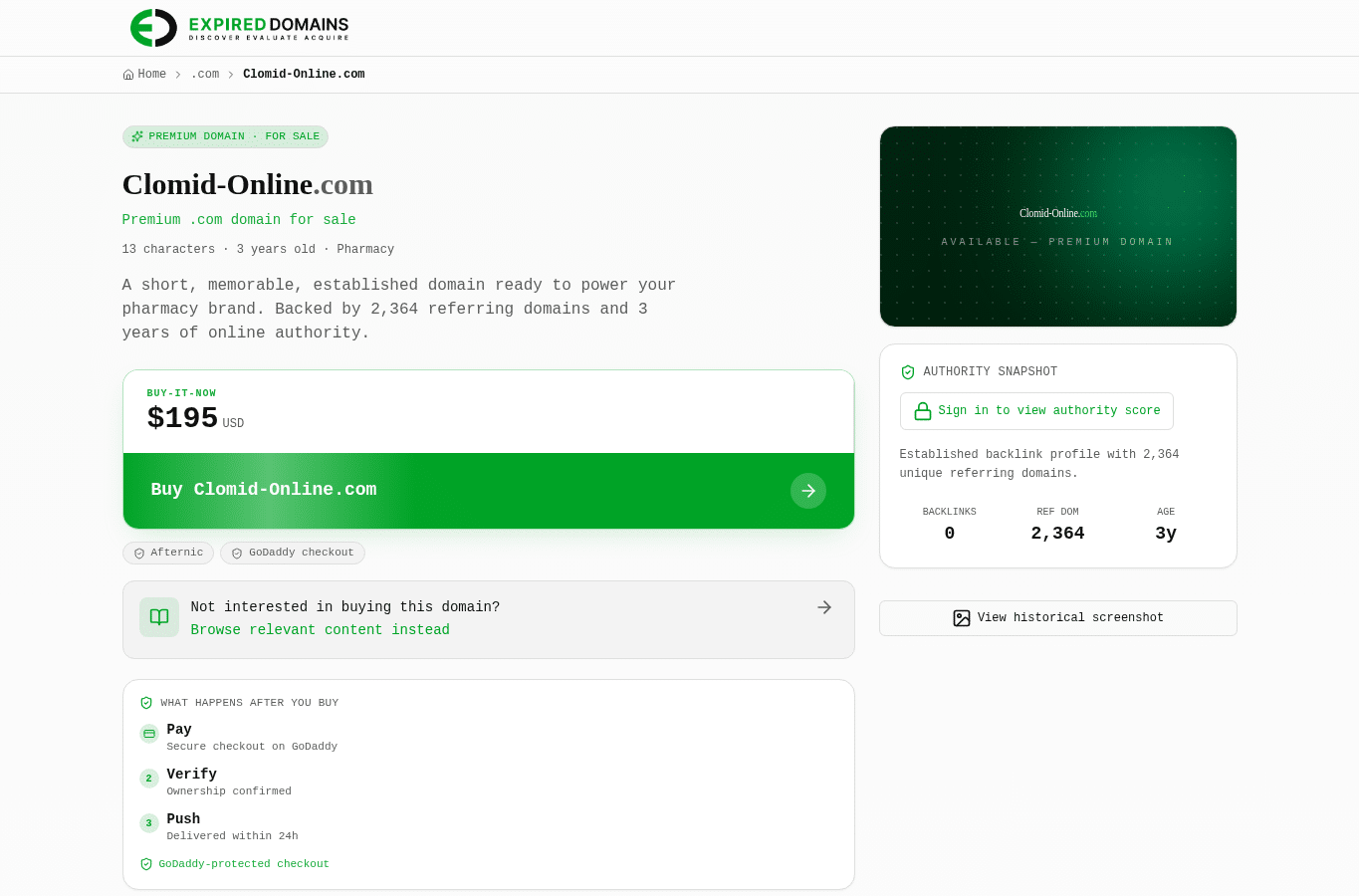 Screenshot preview of clomid-online.com