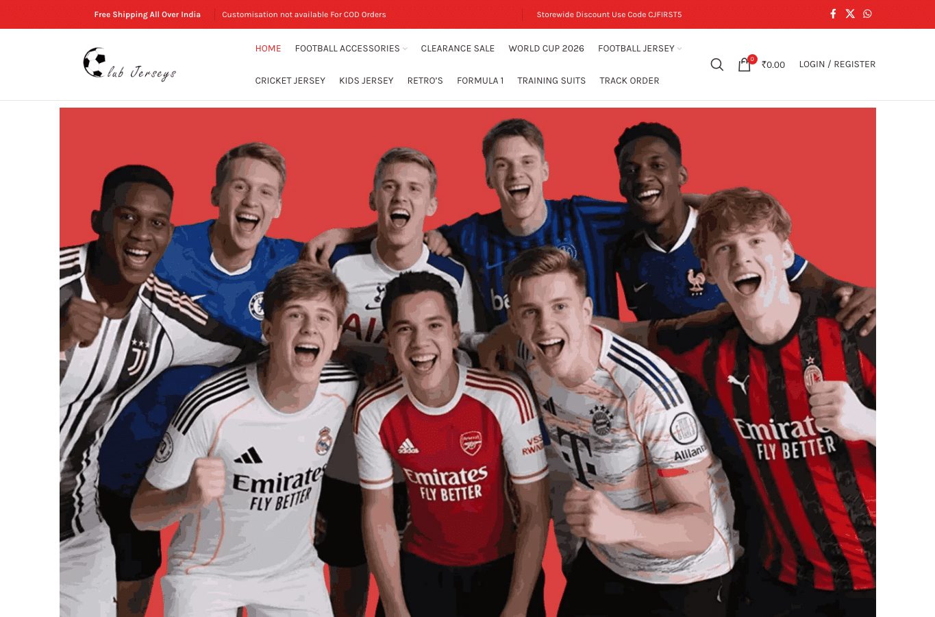 Screenshot preview of clubjerseys.in