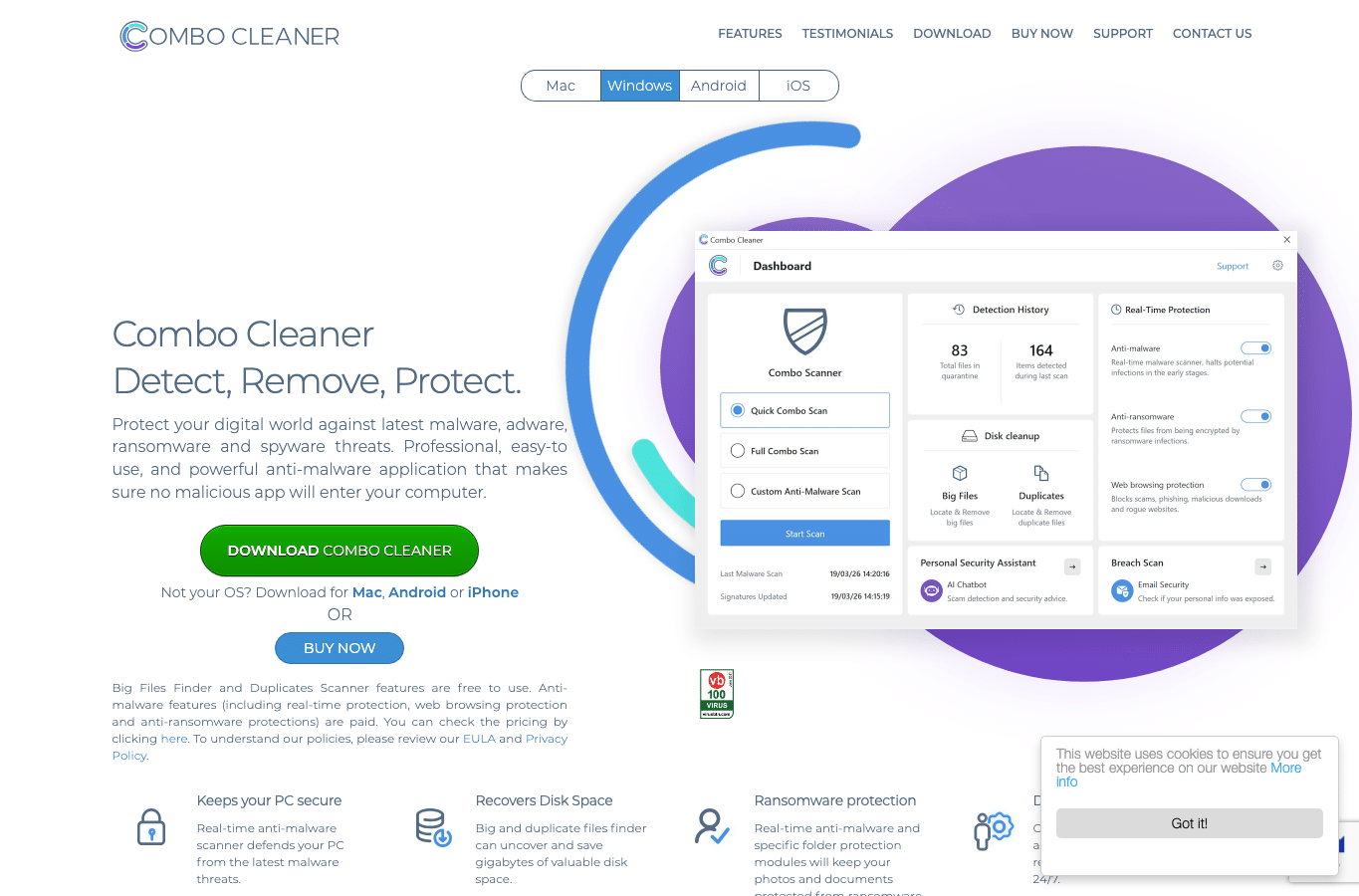 Screenshot preview of combocleaner.com