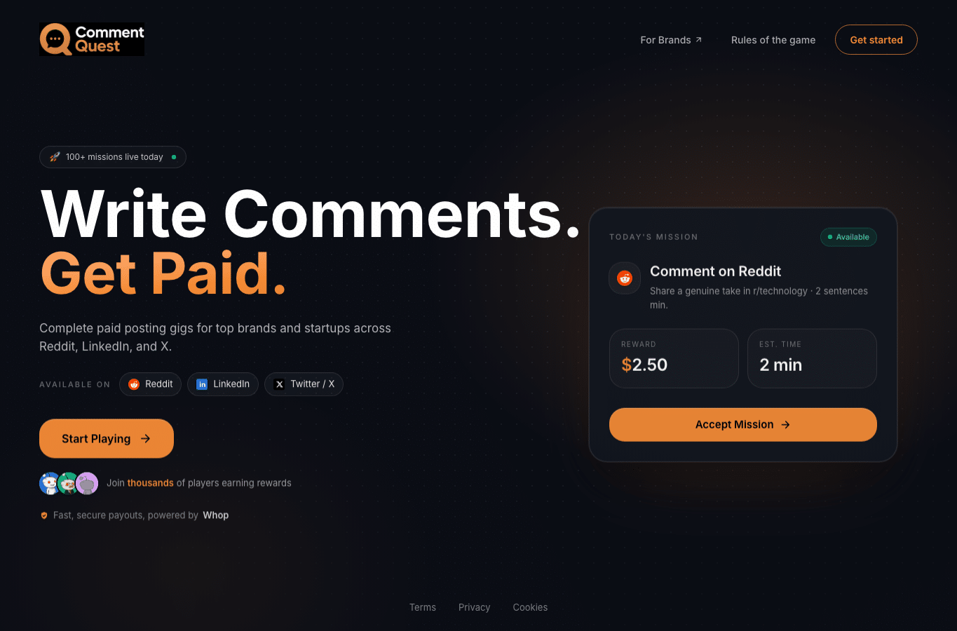 Screenshot preview of commentquest.com