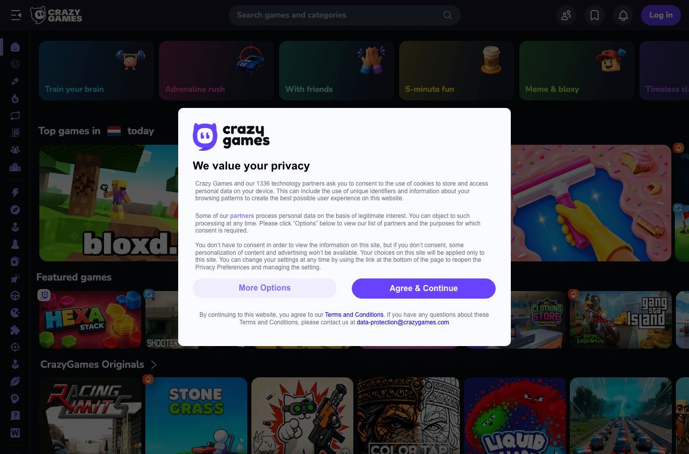 Screenshot preview of crazygames.com