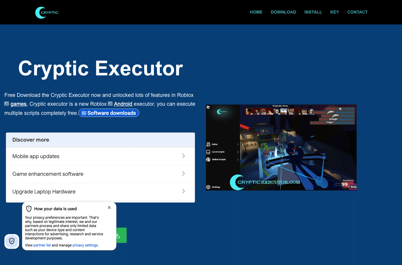Screenshot preview of crypticexecutor.com