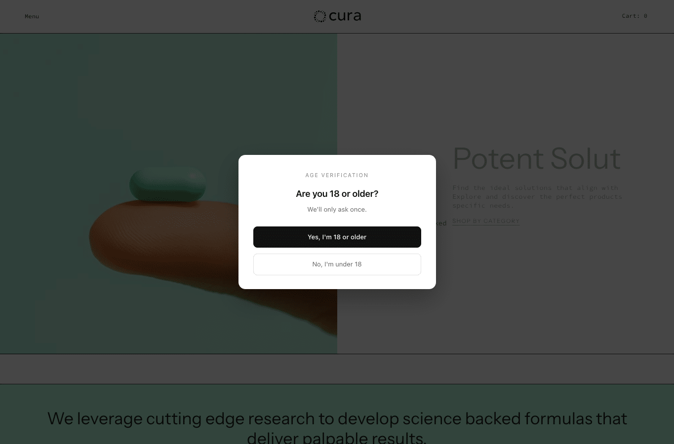 Screenshot preview of curasupps.com