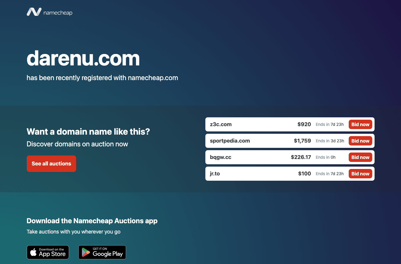 Screenshot preview of darenu.com