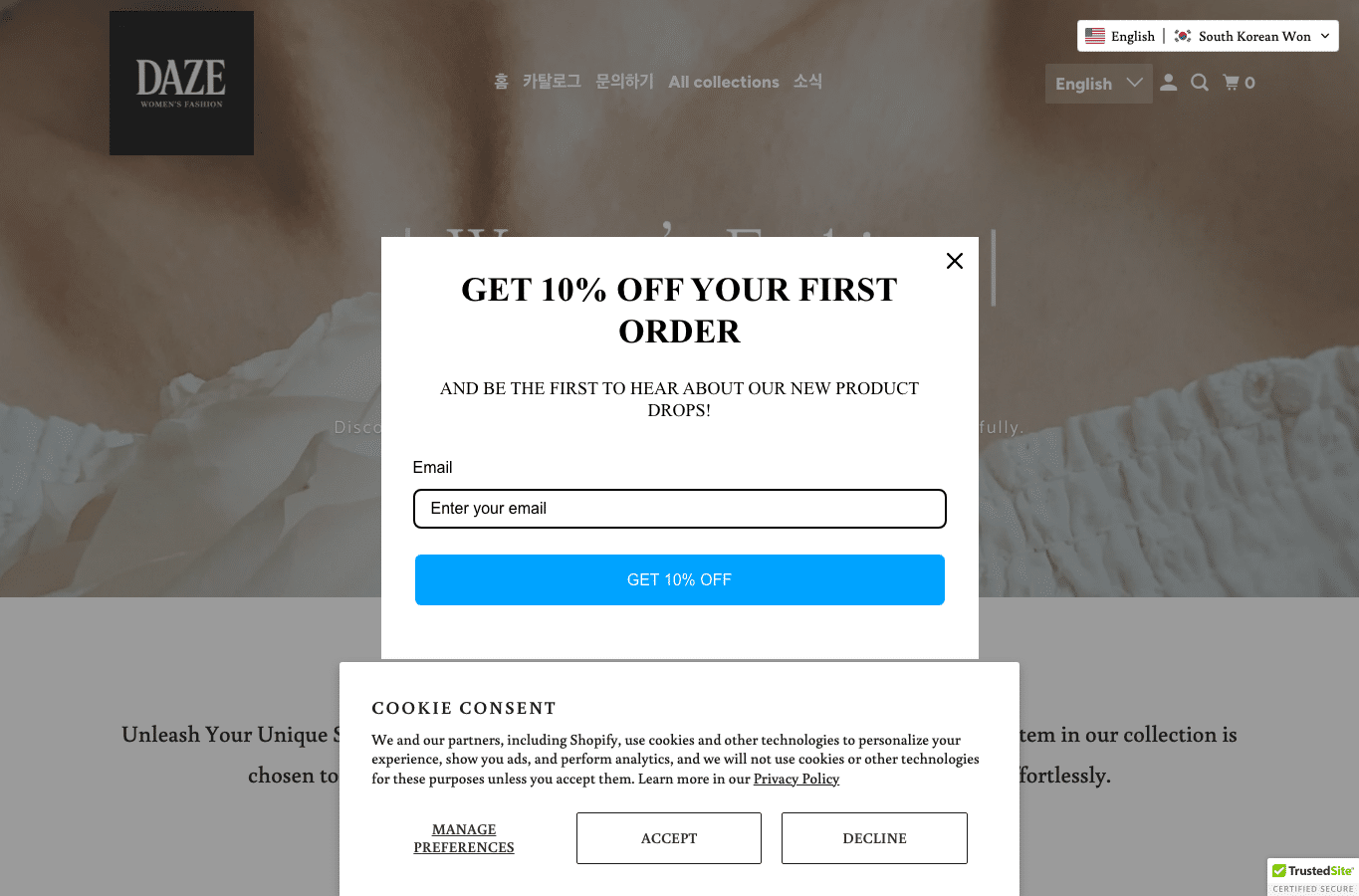 Screenshot preview of dazestore.site