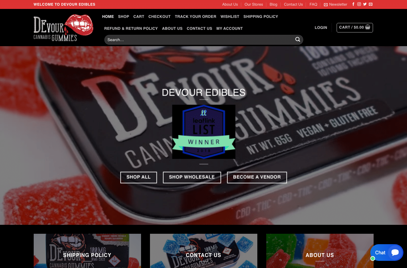 Screenshot preview of devoursedibles.com