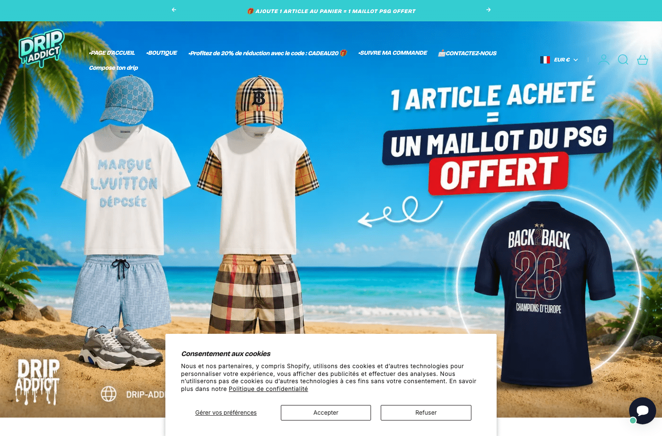 Screenshot preview of drip-addict.fr