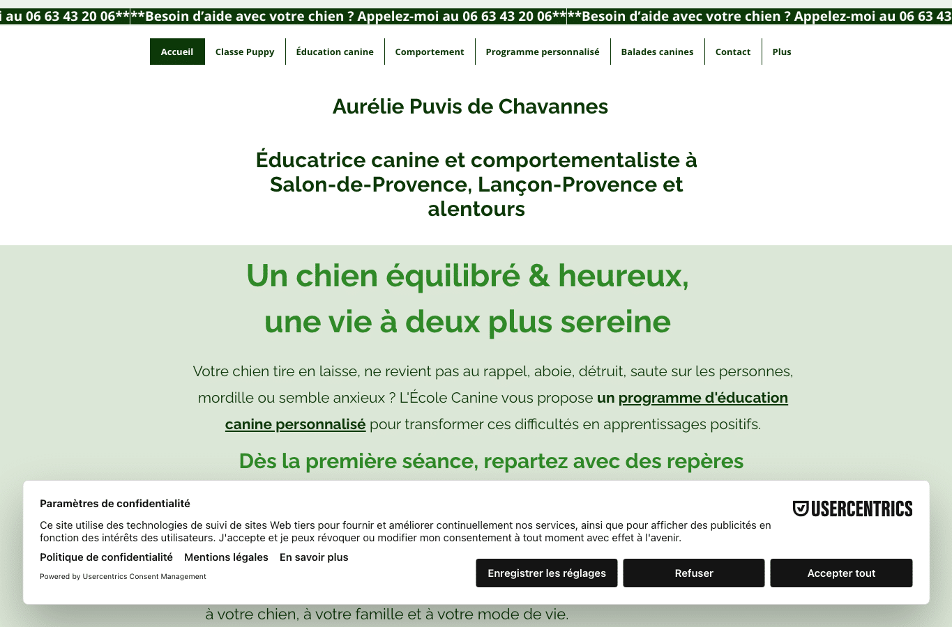 Screenshot preview of ecolecanine.fr