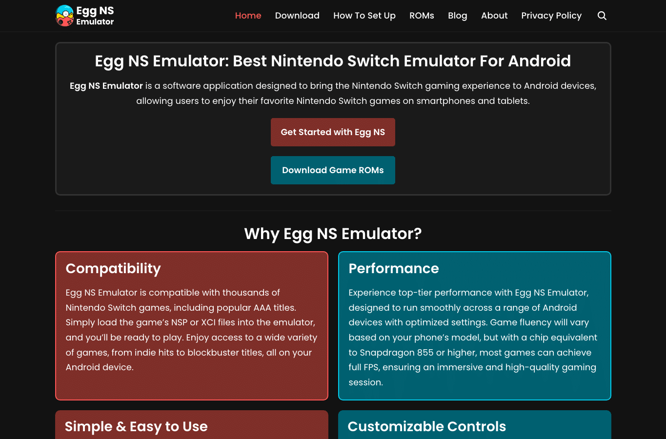 Screenshot preview of eggnsemulator.com