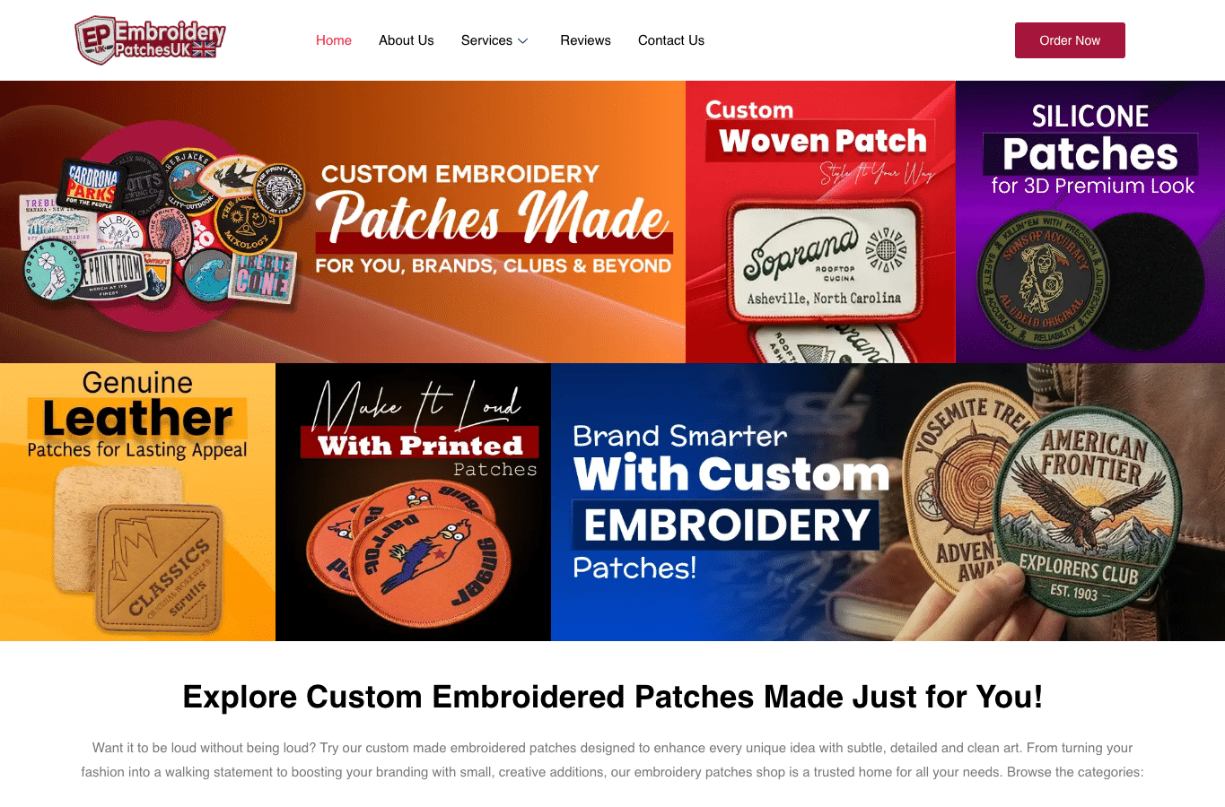Screenshot preview of embroiderypatchesuk.co.uk