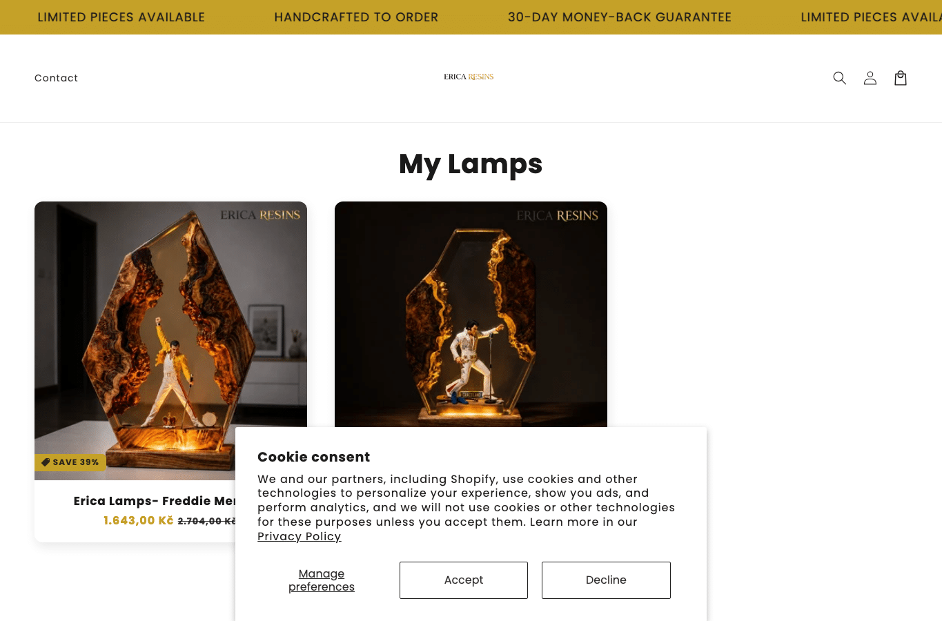 Screenshot preview of ericaresins.com