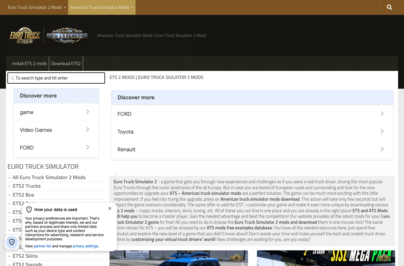 Screenshot preview of ets2world.com
