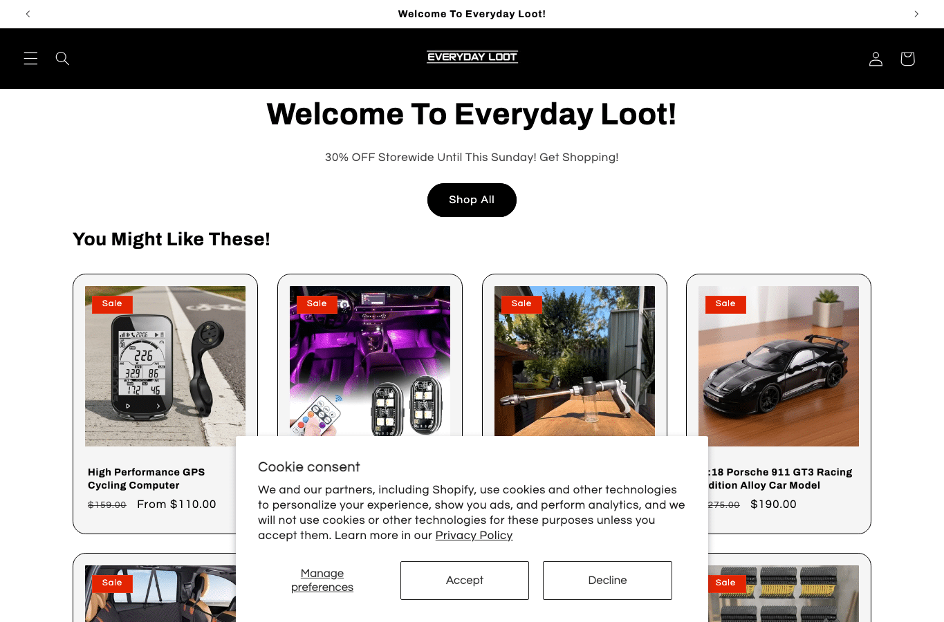 Screenshot preview of everydayloot.com