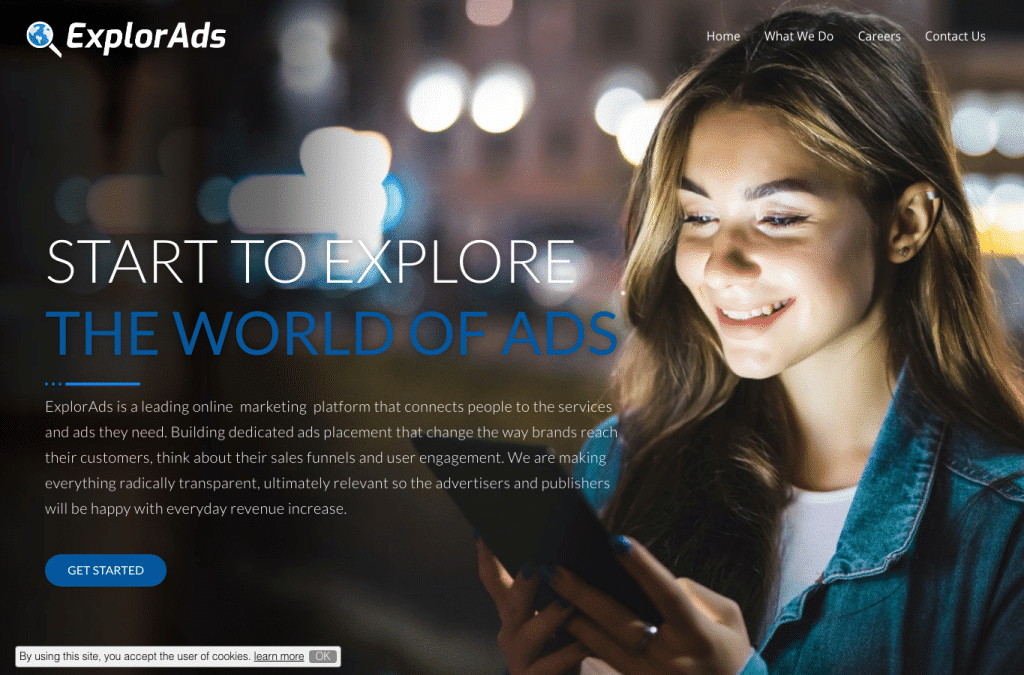 Screenshot preview of explorads.com