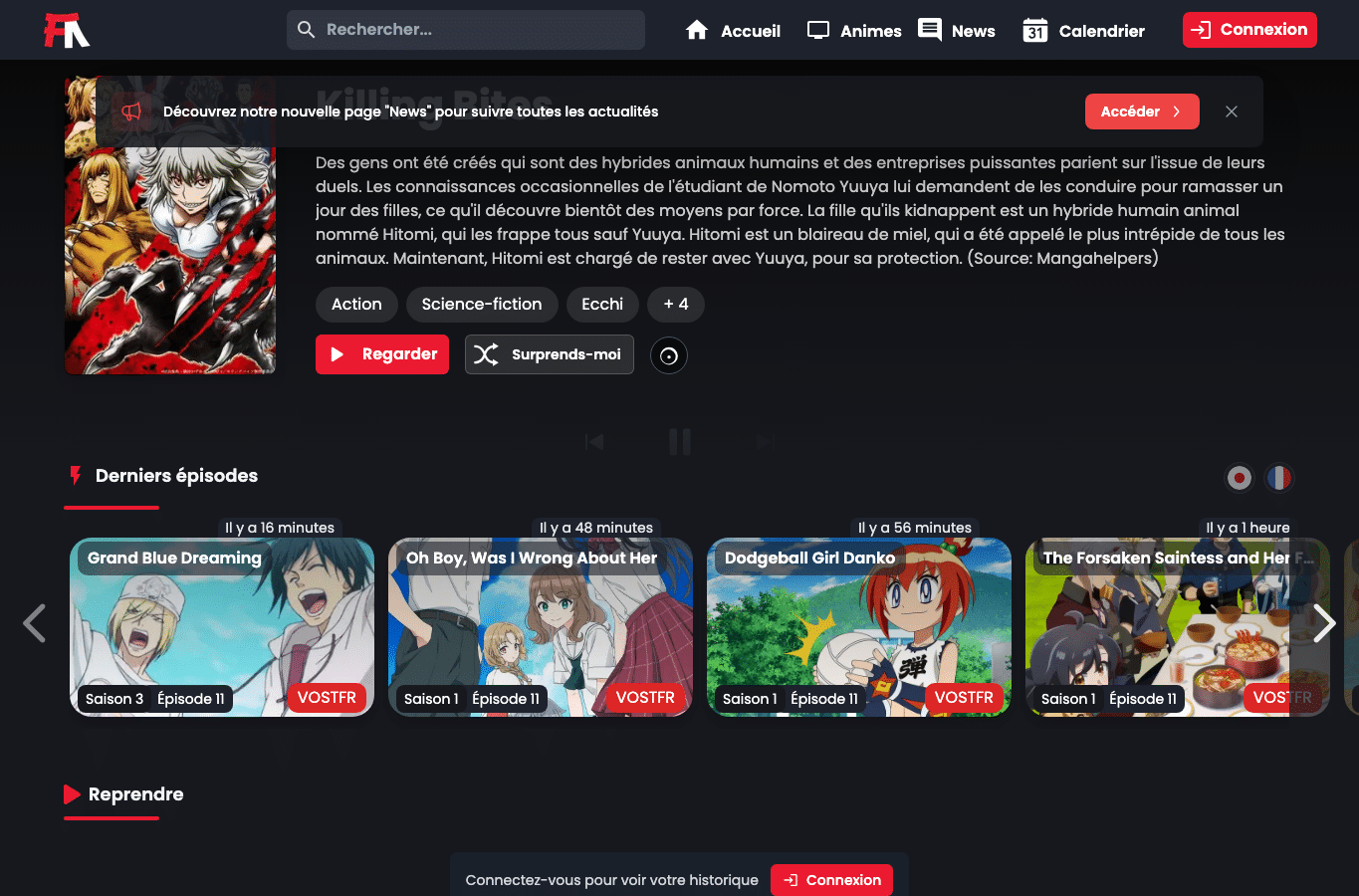 Screenshot preview of franime.fr