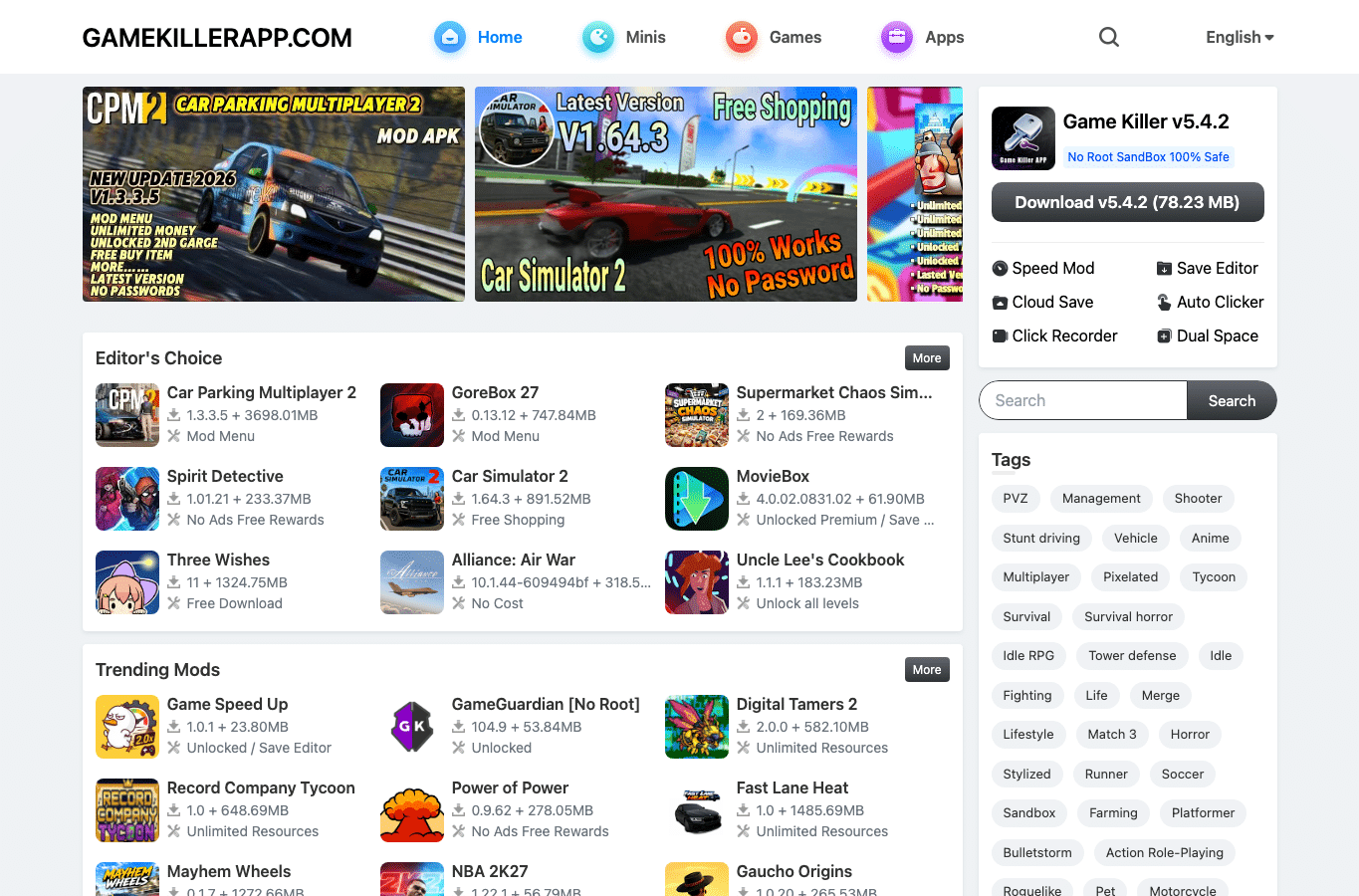 Screenshot preview of gamekillerapp.com