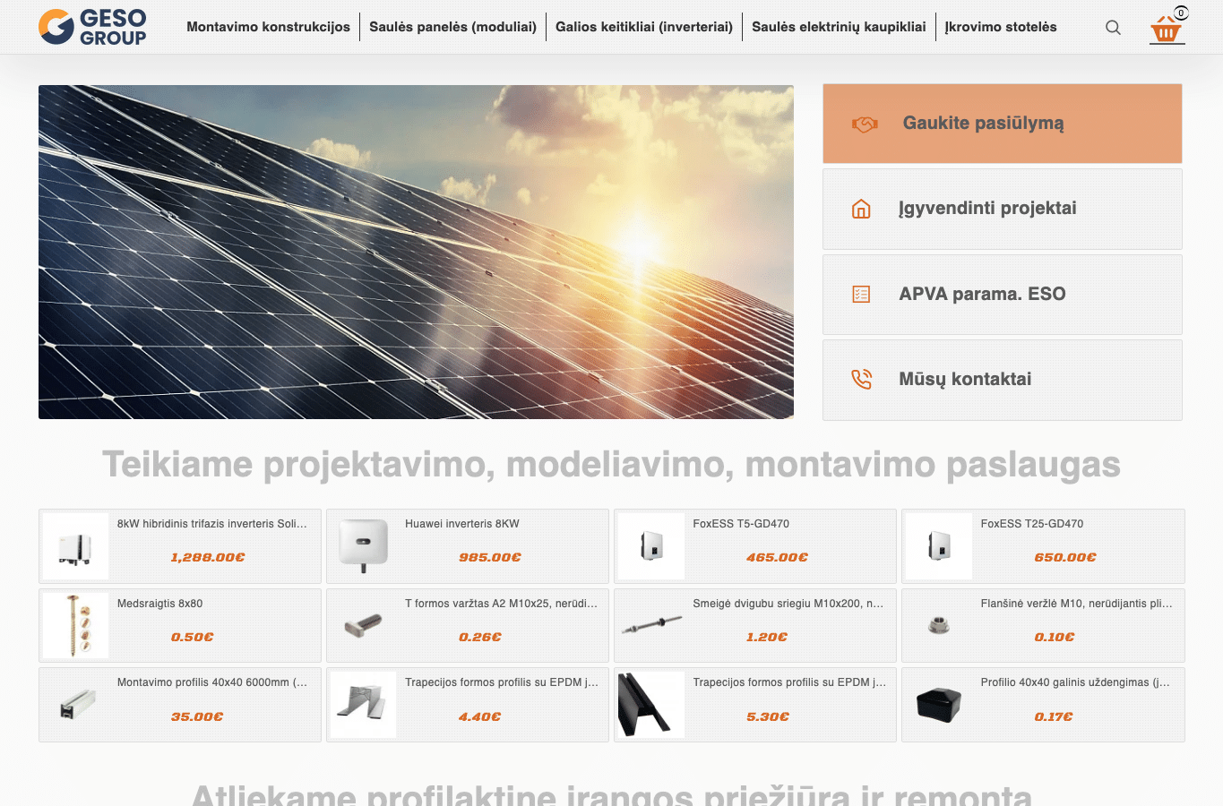 Screenshot preview of geso.lt