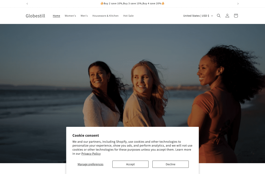Screenshot preview of globestill.shop
