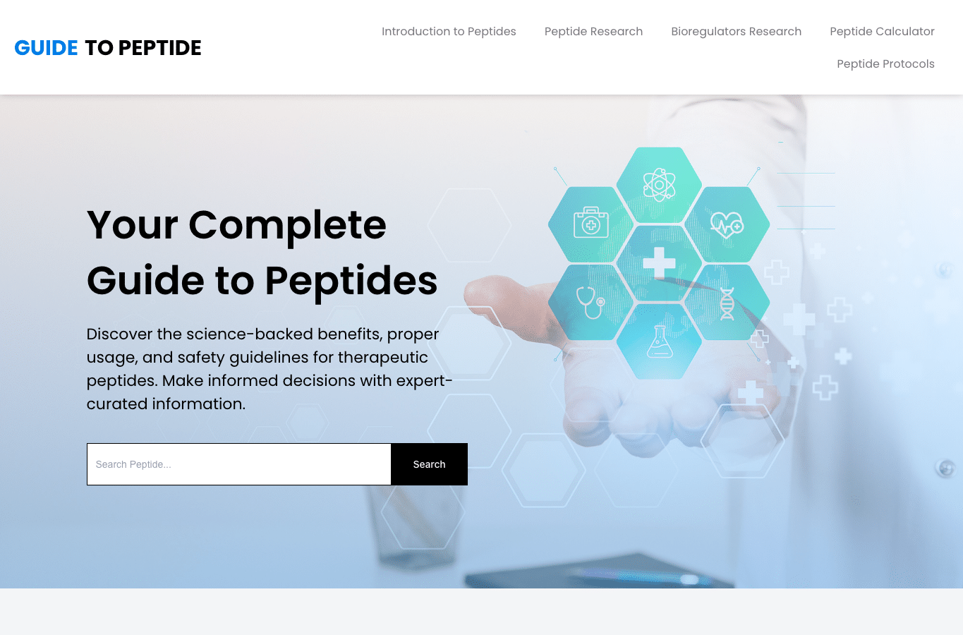 Screenshot preview of guidetopeptide.com