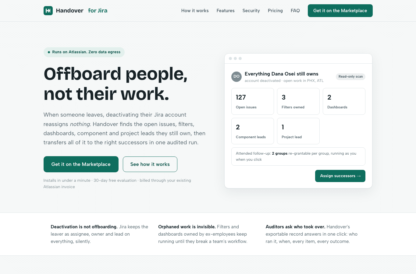 Screenshot preview of handover.software