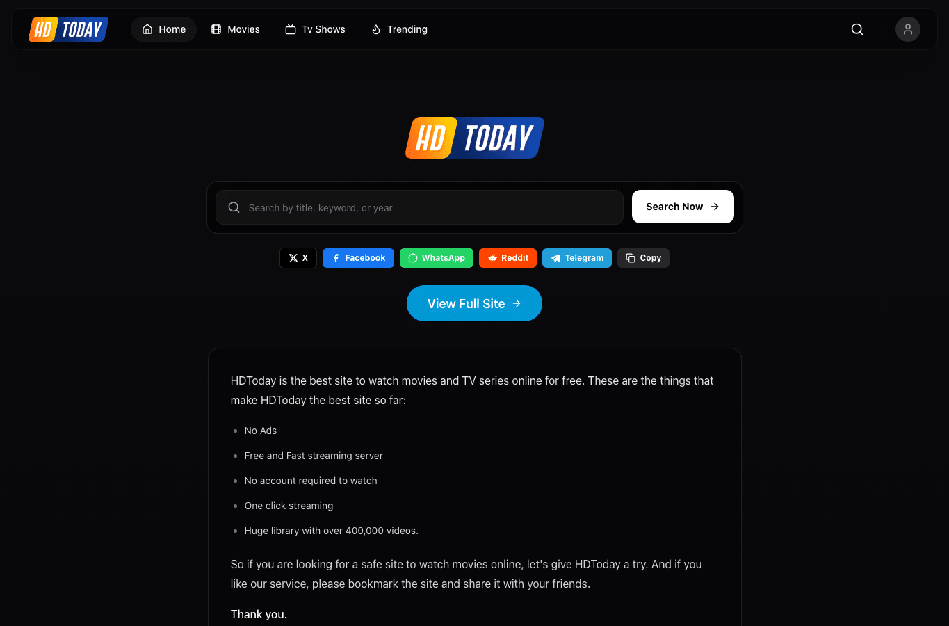 Screenshot preview of hdtodayz.org