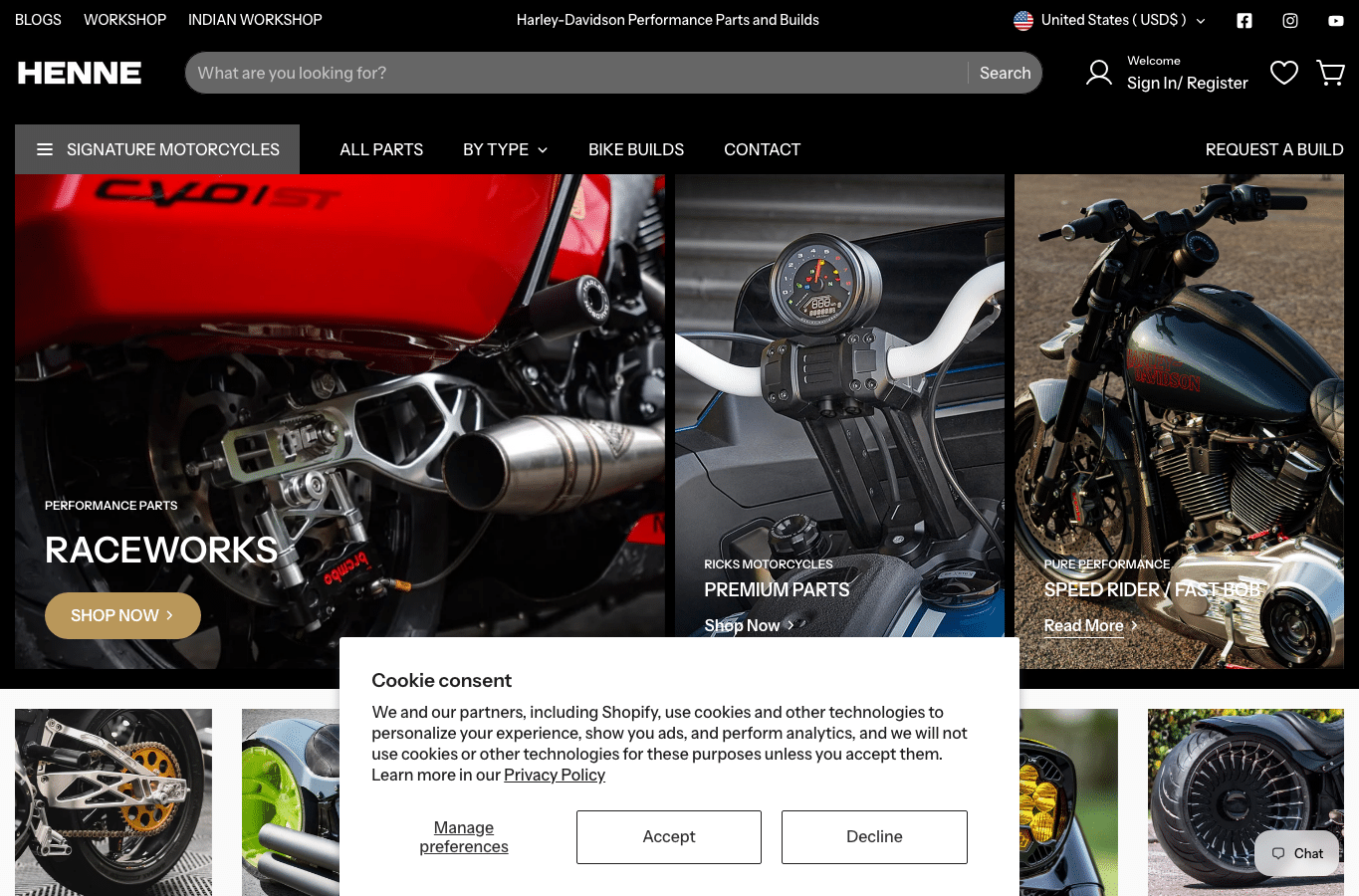 Screenshot preview of henneusa.com