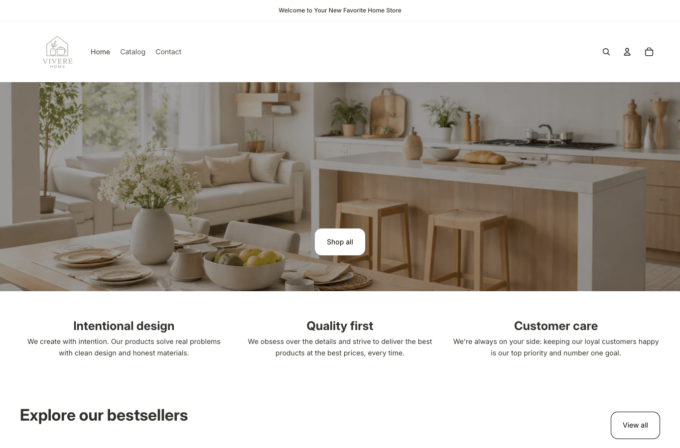 Screenshot preview of homevivere.com