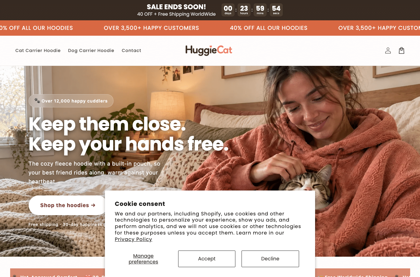 Screenshot preview of huggiecat.com