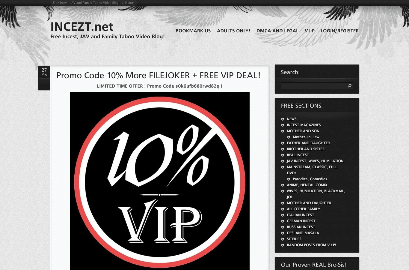 Screenshot preview of incezt.net