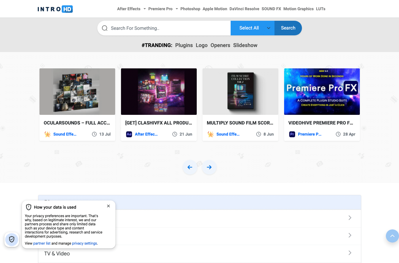 Screenshot preview of intro-hd.net